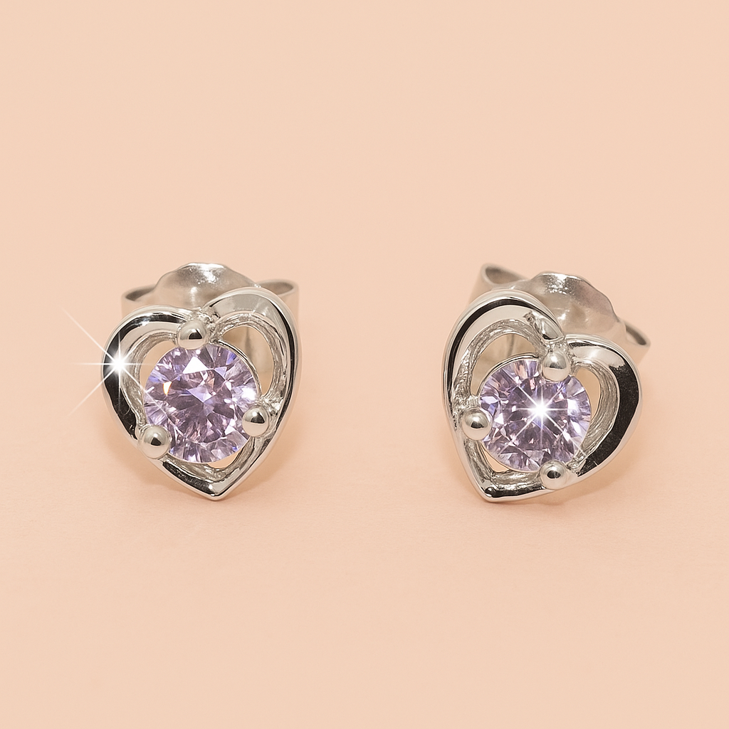 Pendientes de Corazón con Circonitas — Elegancia en Plata