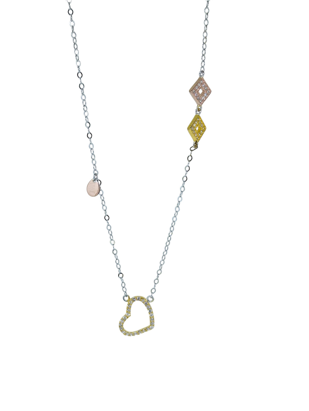 Collar Eterna Corazón Geométrico en Plata