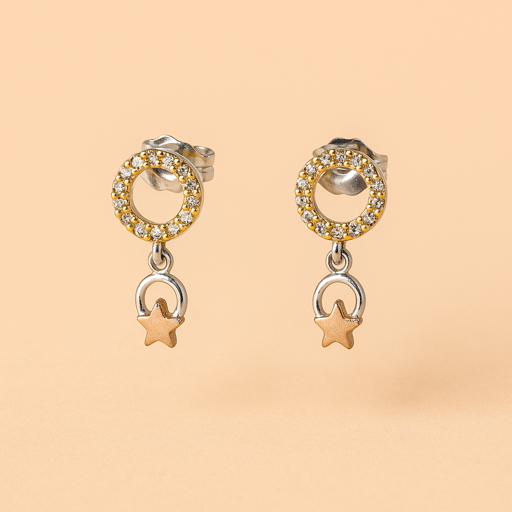 Pendientes Círculo Dorado con Estrella